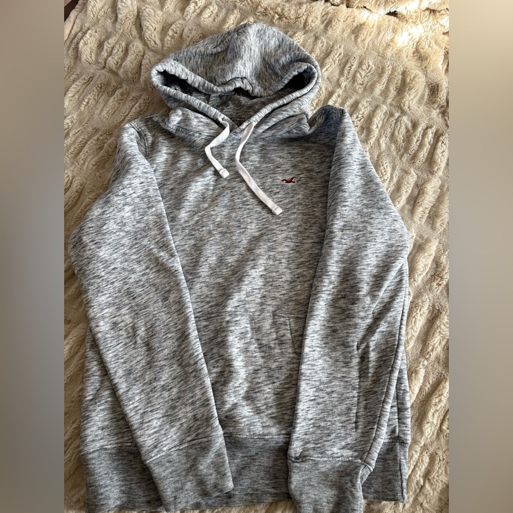 Hollister Men's Gray Marled Hoodie Sweatshirt - size small